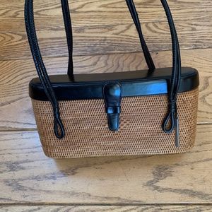 Elliott Lucca - Rattan & Black Leather Purse